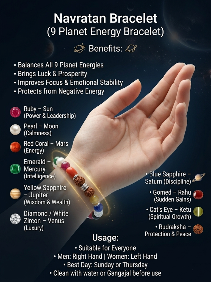 NAVRATAN 9 PLANET ENERGY BRACELET FOR MEN AND WOMEN - Image 2