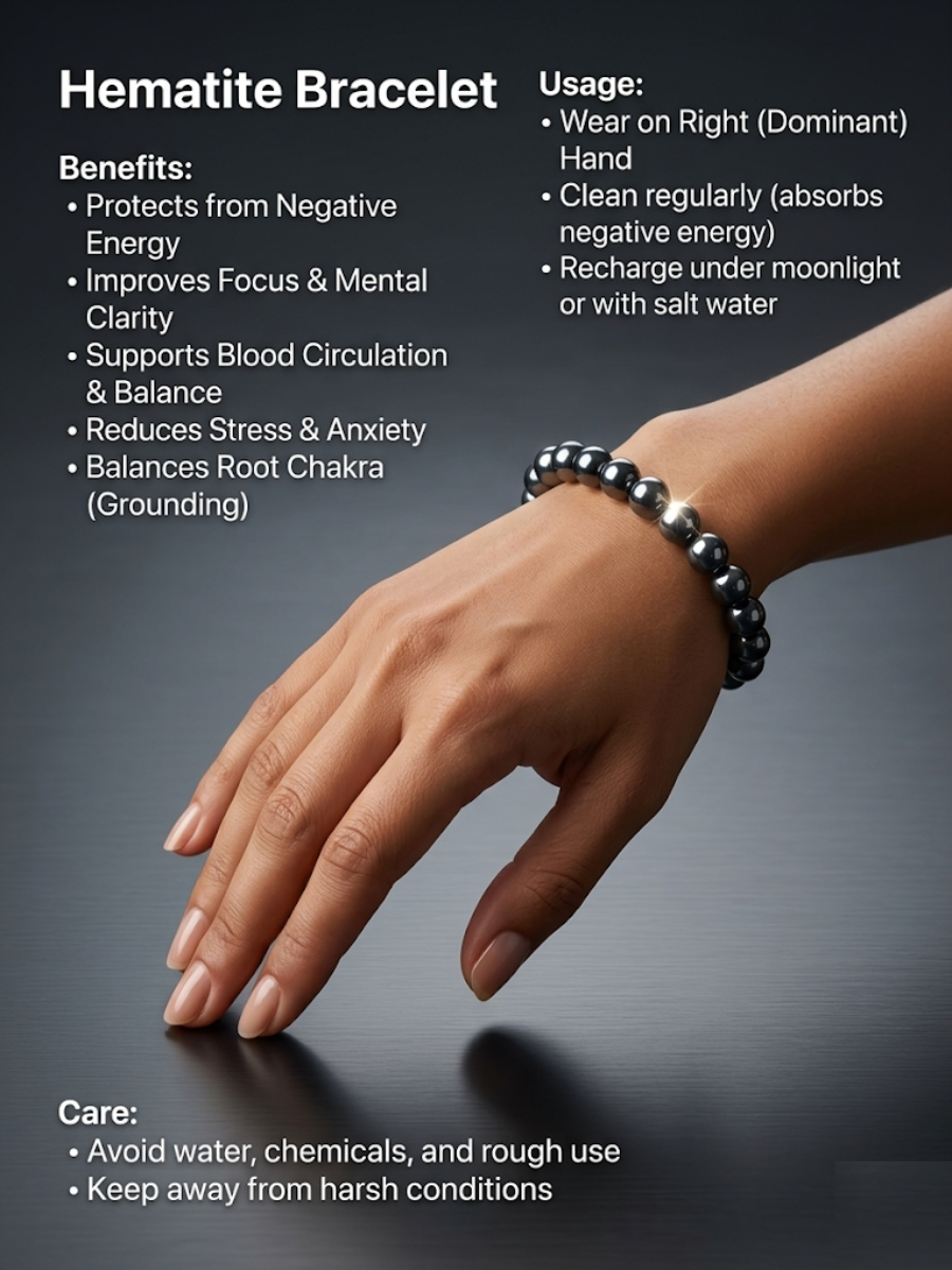 HEMATITE STONE BRACELET FOR MEN AND WOMEN - Image 2