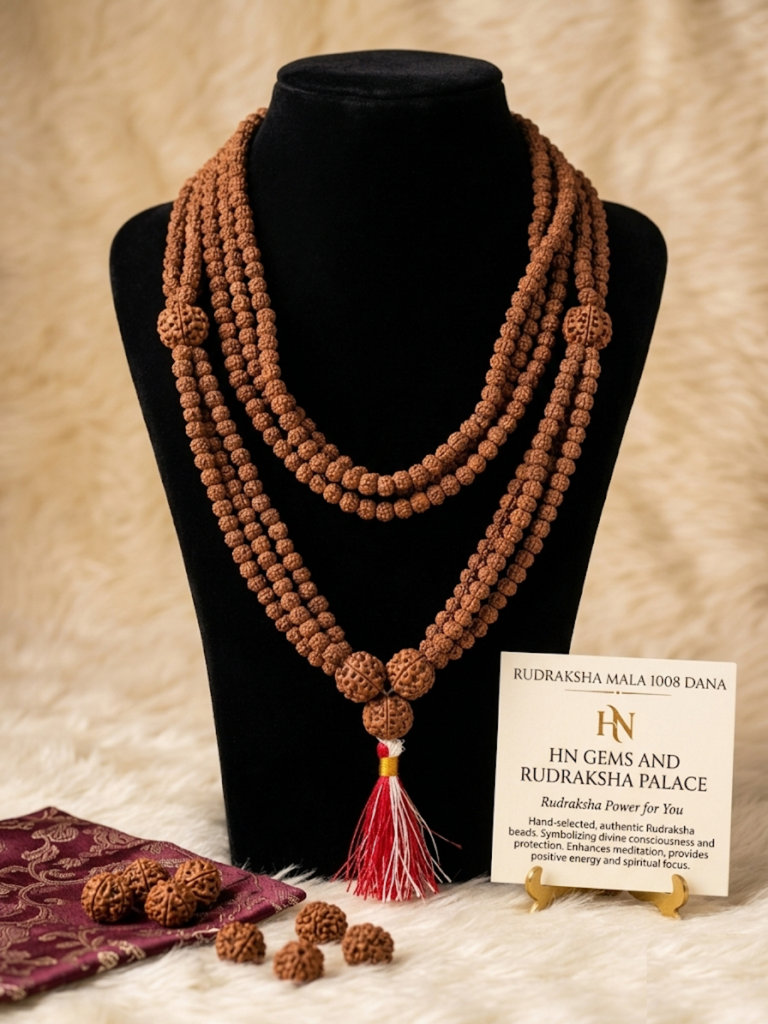 Natural Pyrite Stone Three Line Mala - Image 4