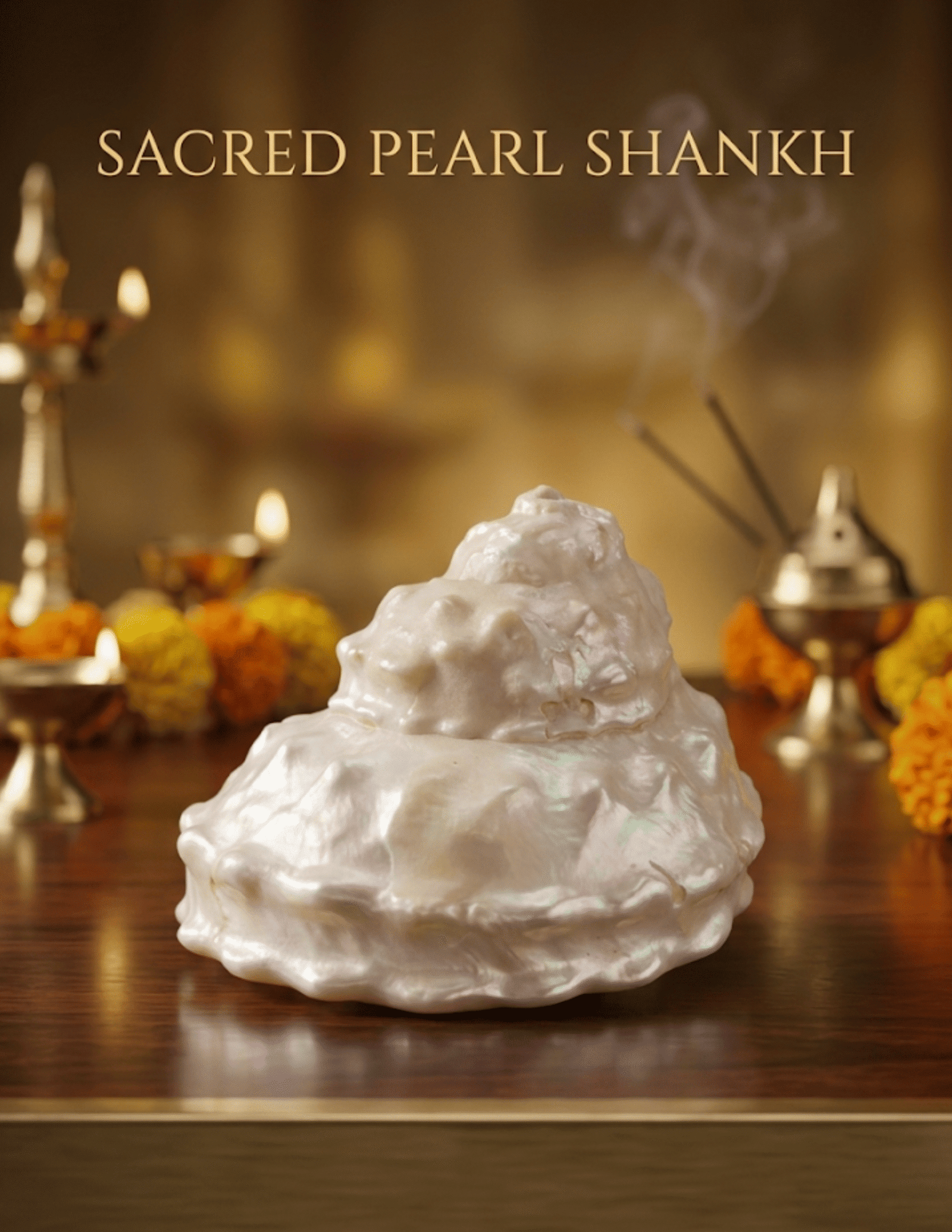 ORIGINAL MOTI SHANKH FOR POOJA NATURAL PEARLIZED TURBO SHELL